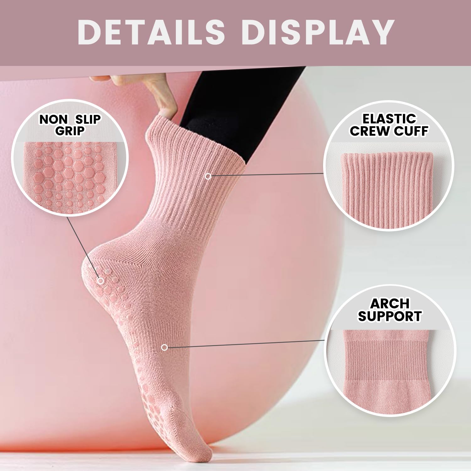 Chaussettes de yoga monochrome - Medias Para Pilates Y Yoga avis et prix